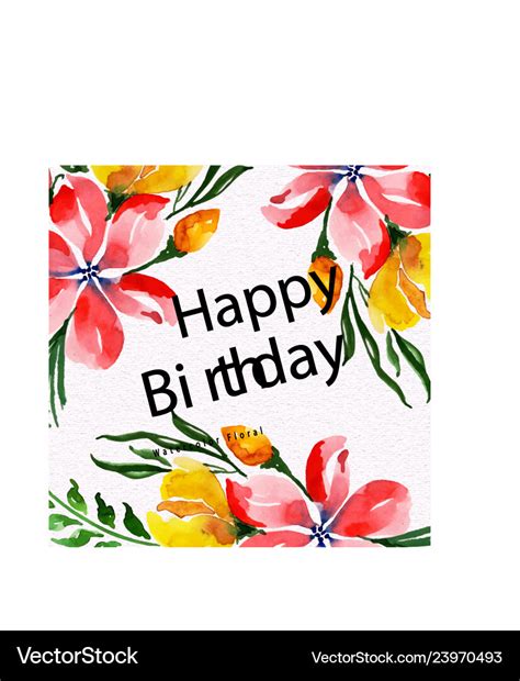 Watercolor floral happy birthday background Vector Image