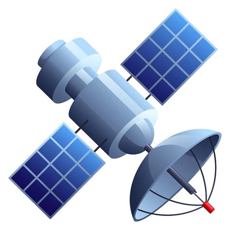 Premium Vector | Space satellite cartoon icon Shuttle with solar panels ...