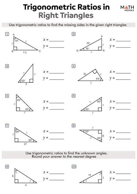 Trigonometry Ratios Practice Sheets