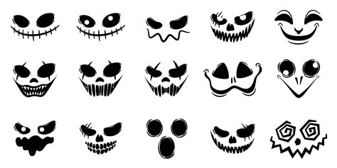 horror and scary faces halloween vector set silhouette 10513690 Vector ...