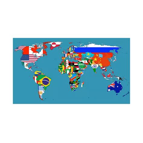 MAP OF THE World Political Map With Flags Poster Print Home Decor Size ...