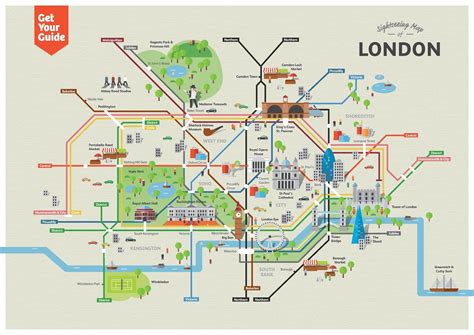 Map of London UK with Tourist Attractions - Best Tourist Places in the ...