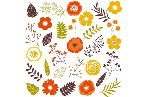 Fall Flowers Set | Pre-Designed Illustrator Graphics ~ Creative Market