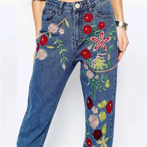 Ladies Jeans Top Design Women Embroidered Jeans Denim Hot Sale - Buy ...