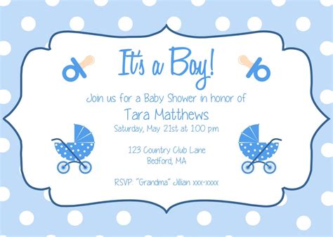 Boy Baby Shower Party Invitation Template It's a