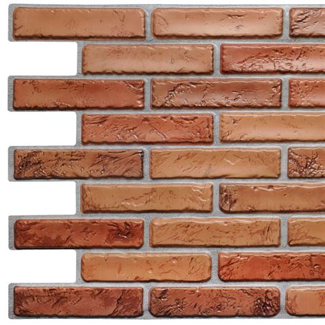 Dundee Deco's Dark Red Natural Faux Bricks PVC 3D Wall Panel, 3.2 ft X ...