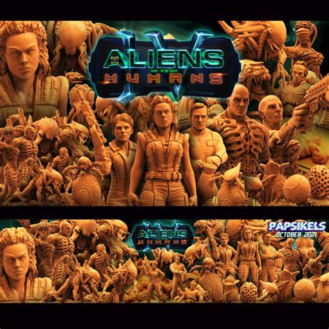 3D Printable OCTOBER 2021 RELEASE - ALIENS VS HUMANS PART 4 by ...