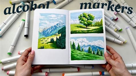 'painting' landscapes with alcohol markers Ohuhu markers | Alcohol ...