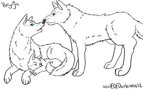 Wolf Family -lineart- by WolfOfDarkness12 on DeviantArt