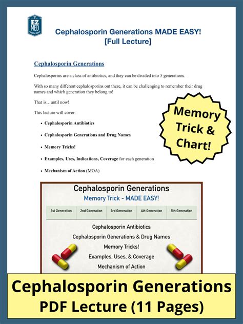 Cephalosporin Generation Chart PDF: Antibiotic List, Examples ...