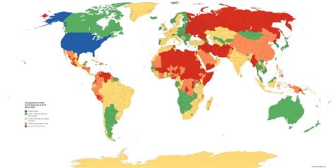 US travel advisory map, March 2023 - 9GAG