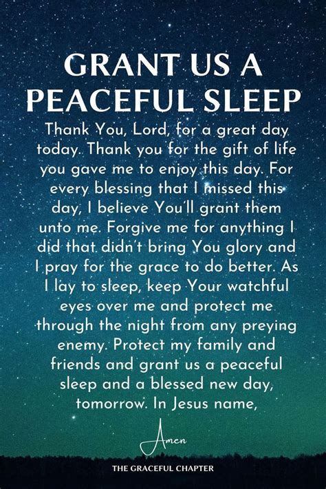 Grant us a peaceful sleep | Good night prayer quotes, Bedtime prayer ...