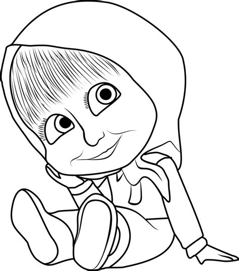 Baby Masha Smiling Coloring Page - Free Printable Coloring Pages for Kids