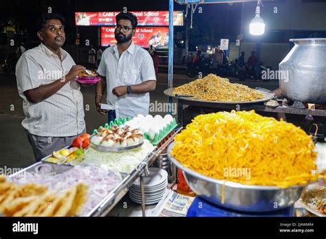 Street food stall selling Atho noodles in Trichy, Tamil Nadu, India ...