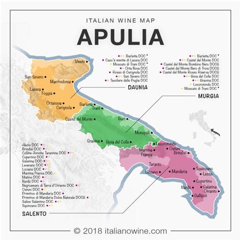 Italian wine map: Apulia oenological zones and wines. Boot Camp, Italy ...