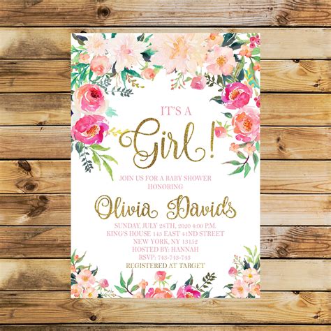 Its a Girl Baby Shower Invitation Floral Baby Shower | Etsy