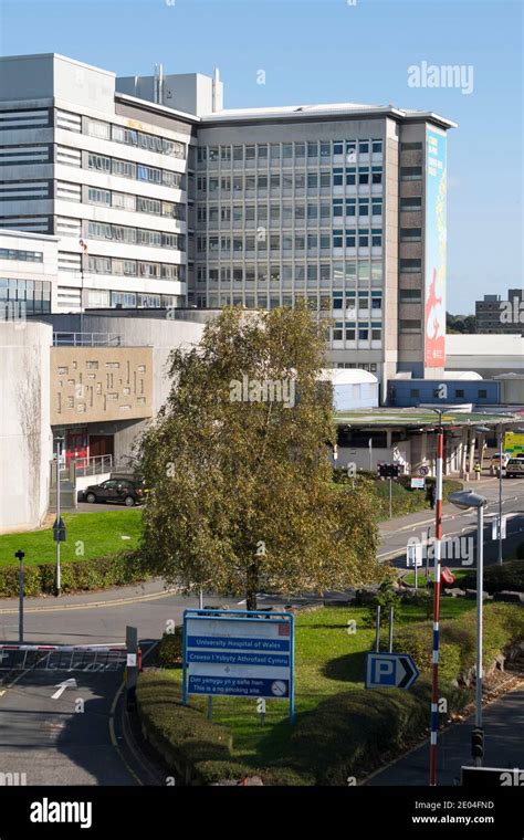 A general view of the University Hospital of Wales in Cardiff, Wales ...