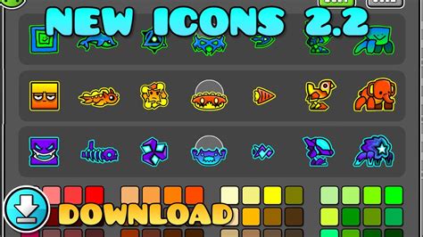 DESCARGA iconos Geometry Dash 2.2 | Texture Pack New Icons V9 - YouTube