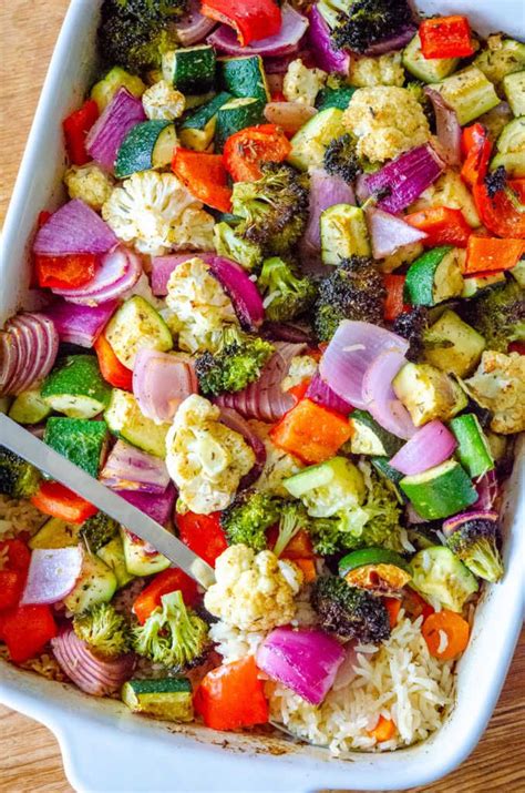 One-Pan Baked Rice and Vegetables | Recipe in 2024 | Baked veggies ...