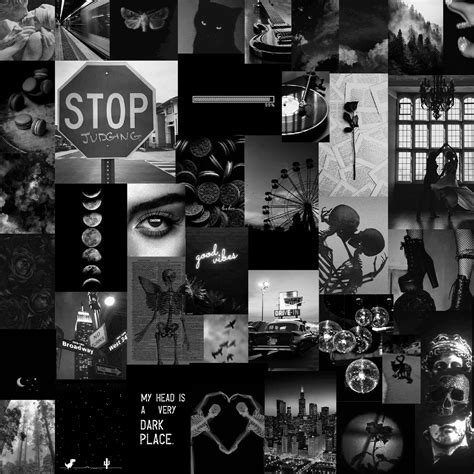 00071 Black Aesthetic Collage Tablet Wallpaper Aesthetic - Etsy