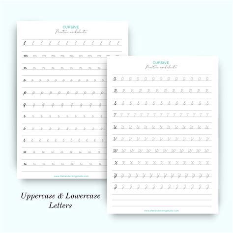 CURSIVE Worksheets Uppercase and Lowercase Cursive Letters | Etsy