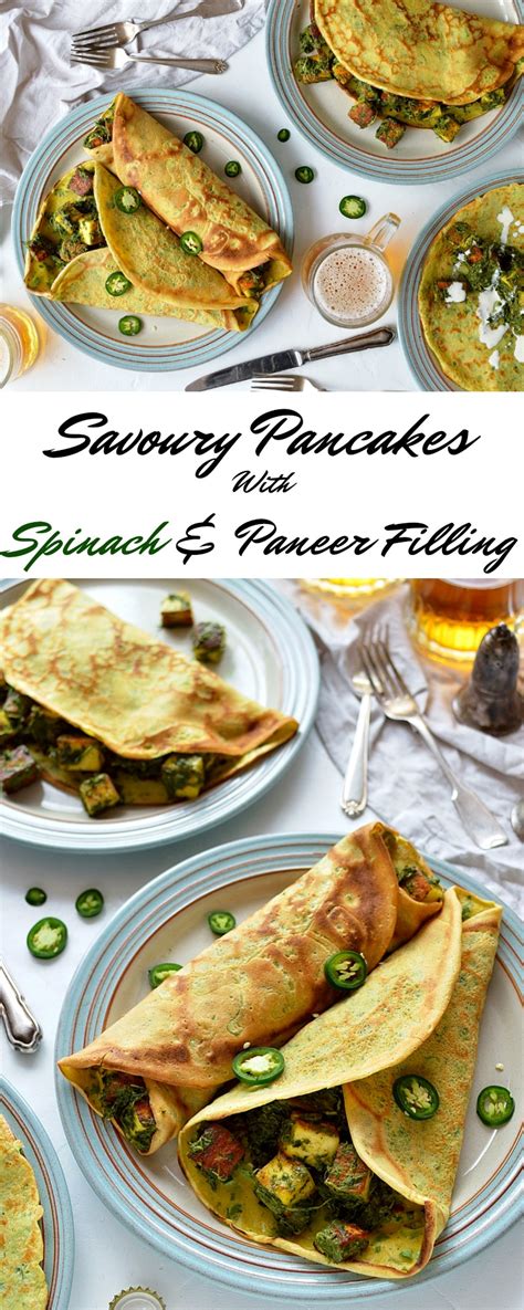 Savoury Pancakes With Spinach And Paneer Filling