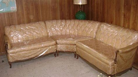 Vintage Retro 3 piece sectional couch WITH CUSTOM PLASTIC COVER MAKE ...