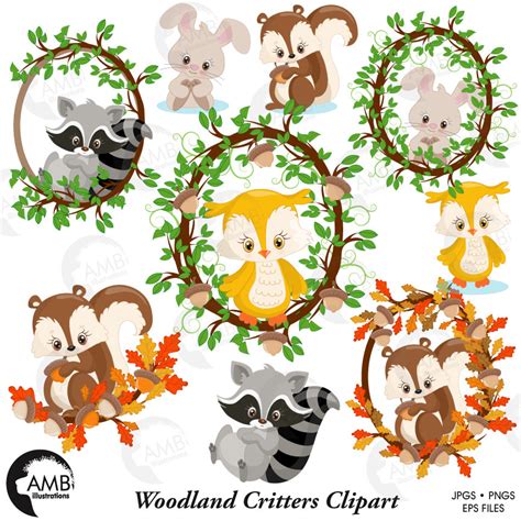 Woodland Forest Animals clipart, Woodland animals clipart, Animal ...