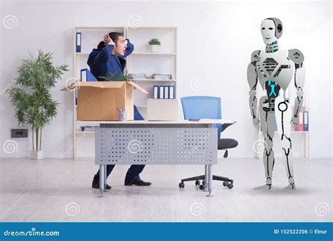 Concept of Robots Replacing Humans in Offices Stock Photo - Image of ...