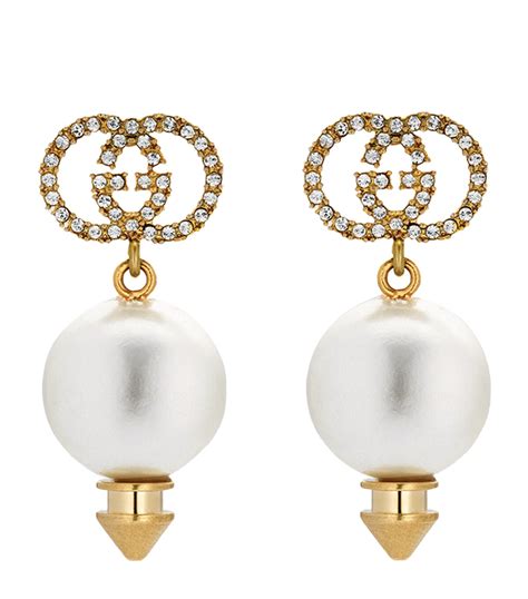 Gucci Faux Pearl Interlocking G Earrings | Harrods HK