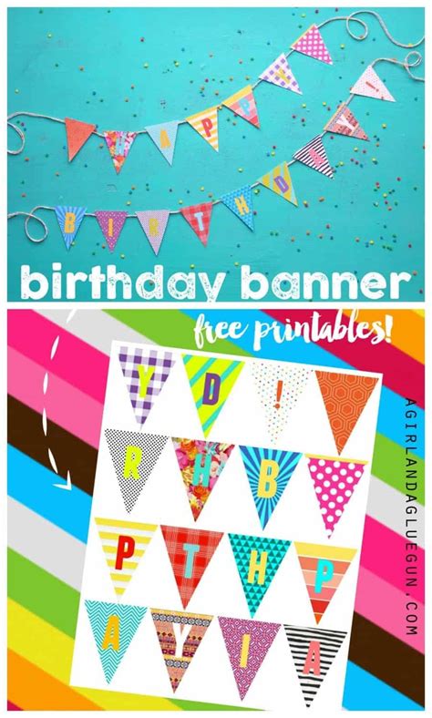 birthday banner printables - A girl and a glue gun