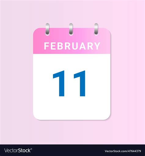 Day of 11th february daily calendar of february Vector Image