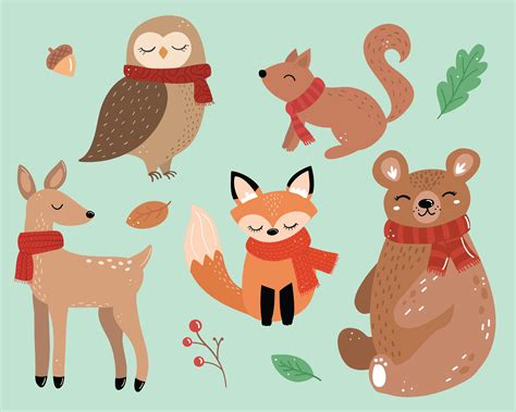 Winter Forest Animals Clipart