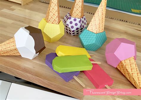 Library Display: Paper Ice Cream Cones - Fluorescent Beige