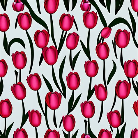 Tulip and Leaf Pattern Graphic · Creative Fabrica