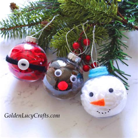 DIY Yarn-Filled Clear Ball Christmas Ornaments Idea