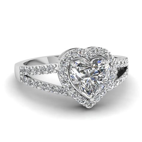 Heart Shaped Diamond Engagement Ring In 14K White Gold | Fascinating ...