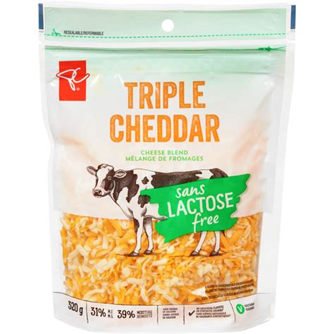 PC Lactose Free Triple Cheddar Shredded Cheese Blend | PC.ca