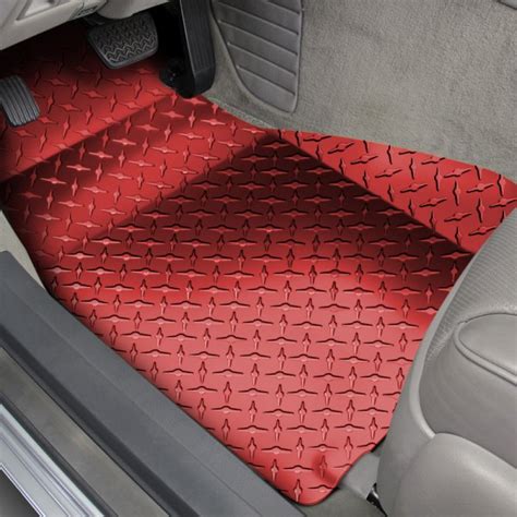 American Car Craft® 041002 - 1st Row Aluminum Red Diamond Plate Floor Mats