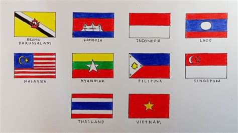 gambar bendera negara asean beserta nama negaranya