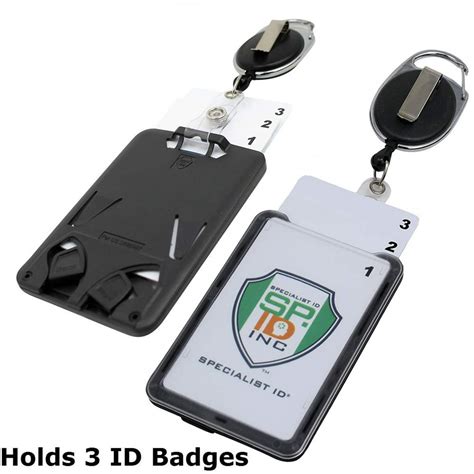 Hard Plastic 3 Card Badge Holder with Badge Reel - Retractable ID ...