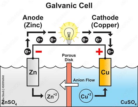 Galvanic voltaic cell infographic diagram battery part structure ...