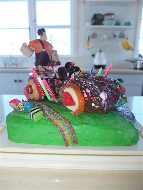 Wreck it Ralph Vanellope car cake, I couldnt get figurines in NZ so i ...