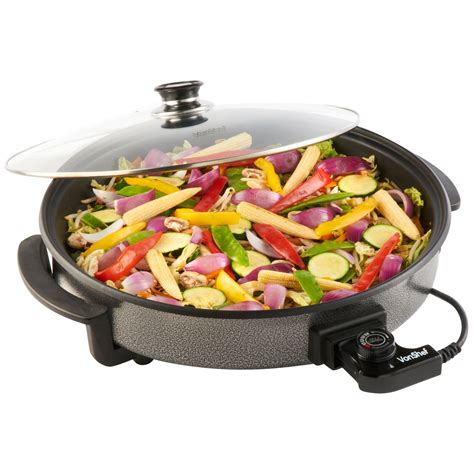 VonShef Large Multi Cooker - Electric Frying Pan with Glass Lid, 42cm ...