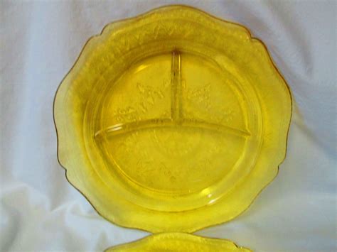 Beautiful Pair of Yellow depression glass picnic or divided plates ...