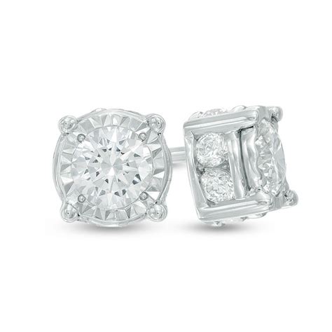 1 CT. T.W. Diamond Stud Earrings in 10K White Gold | Diamond Earrings ...