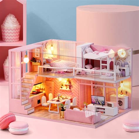 CUTE ROOM DIY miniature Wooden Doll house Furniture Dust Cover ...