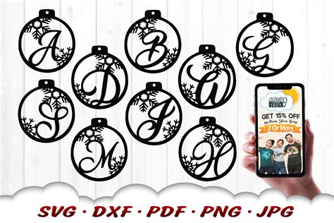 Monogram Ornament Svg Bundle Christmas Svg Files for Cricut - Etsy