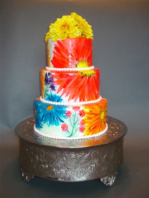 Handpainted Flower Cake - CakeCentral.com