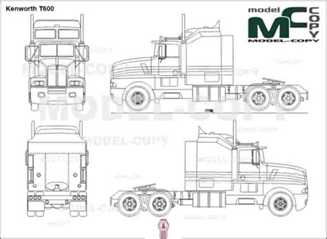 Kenworth T600 - 2D drawing (blueprints) - 21621 - Model COPY - Default